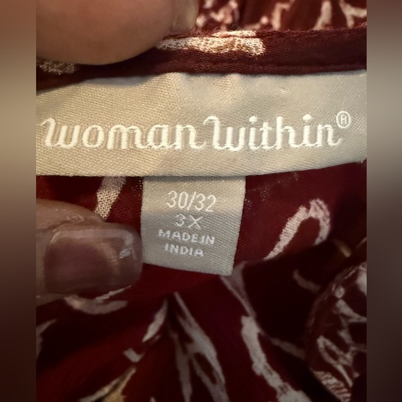 Woman Within Rayon Burgundy Floral Maxi Dress size 3X -GUC - Picture 3 of 8